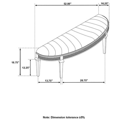 Evangeline - Curved Fabric Upholstered Bench - Silver Oak