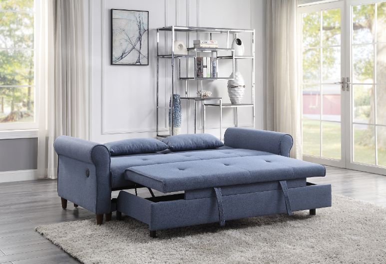 Nichelle - Futon - Blue Fabric