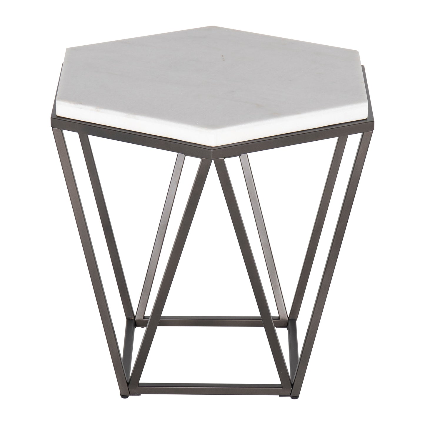 Corvus - 3 Piece Table Set - White Marble Hexagon