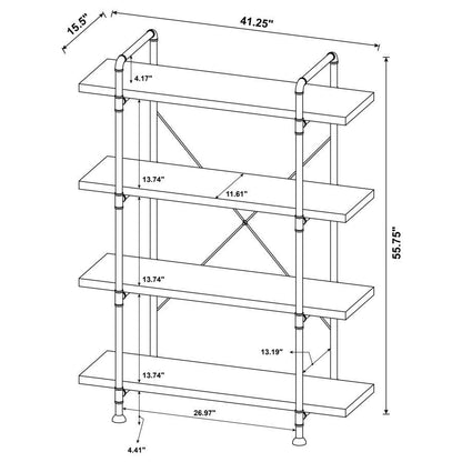 Delray - 4-Shelf Bookshelf - Gray Driftwood And Black