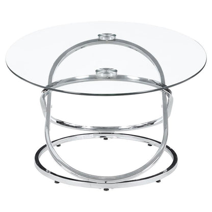 Warren - 3 Piece Oval Glass Top Coffee Table Set - Chrome