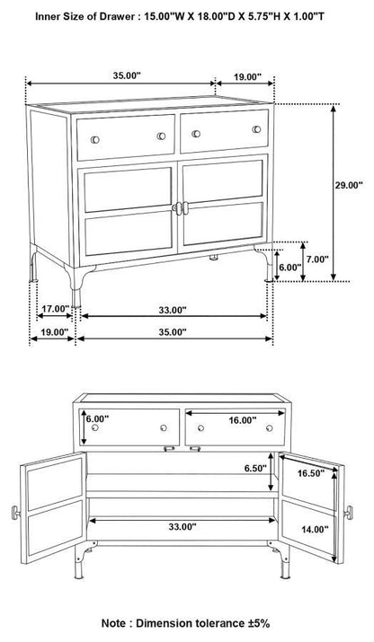 Sadler - 2-Drawer Metal Accent Storage Cabinet - Matte Black