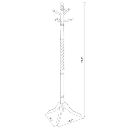 Riona - 6 Hook Freestanding Wood Coat Rack Hat Hanger - Merlot