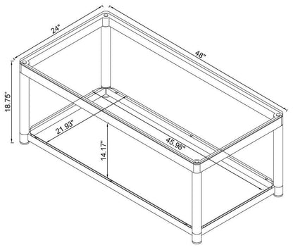 Anne - Rectangular Glass Top Acrylic Leg Coffee Table - Chrome