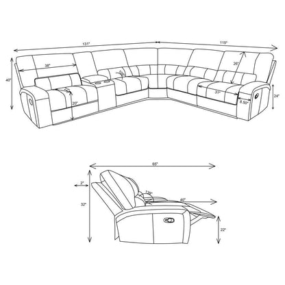 Brunson - 3 Piece Upholstered Reclining Sectional Sofa - Brown