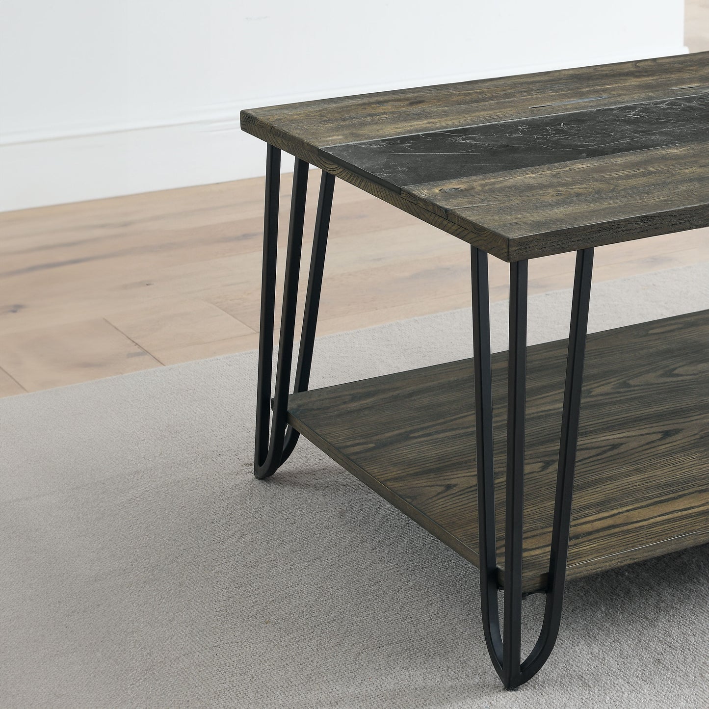 Harper - Cocktail Table With Sintered Stone Inlay - Brown
