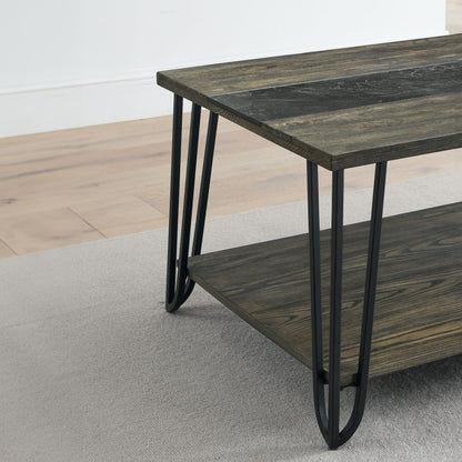 Harper - Cocktail Table With Sintered Stone Inlay - Brown