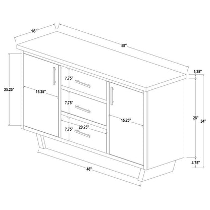 Sherry - 3-Drawer Marble Top Sideboard Buffet - Rustic Espresso