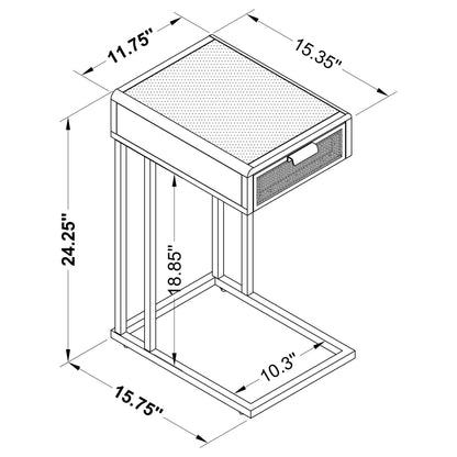 Amherst - 1-Drawer Radio Weave Cane Metal Side Table