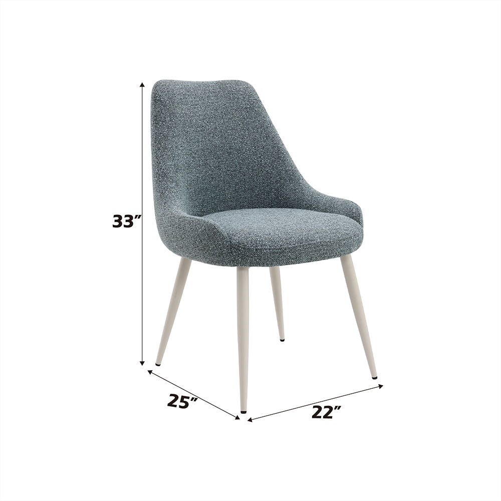 Laela - Side Chair (Set of 2) - Light Blue Boucle & White Finish