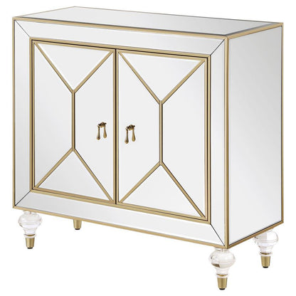 Lupin - 2-Door Mirrored Storage Accent Cabinet - Champagne