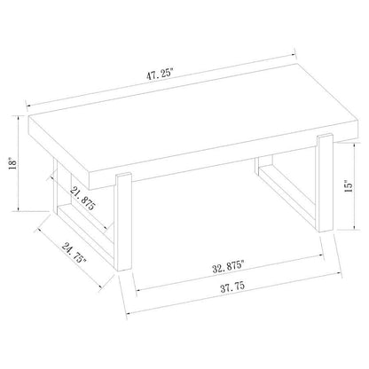 Pala - Rectangular Coffee Table - White High Gloss And Natural