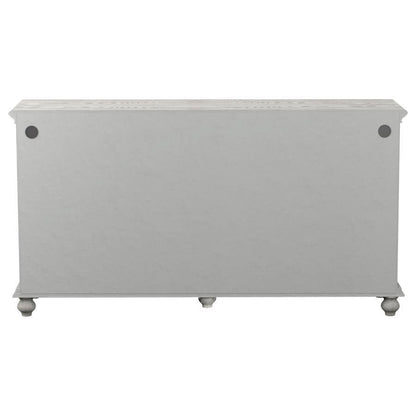 Melanie - 4 Door Wood Trellis Accent Cabinet - Distressed White