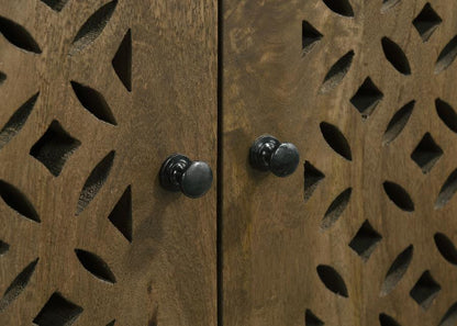 Zaria - 2 Door Wood Trellis Accent Storage Cabinet - Brown