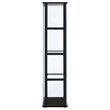 Cyclamen - 4-Shelf Clear Glass Curio Display Cabinet - Black