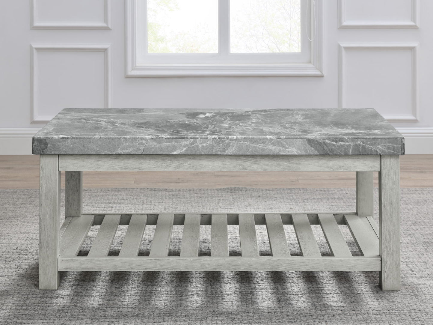 Canova - 3 Piece Gray Marble Table Set - White