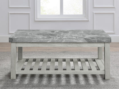 Canova - 3 Piece Gray Marble Table Set - White