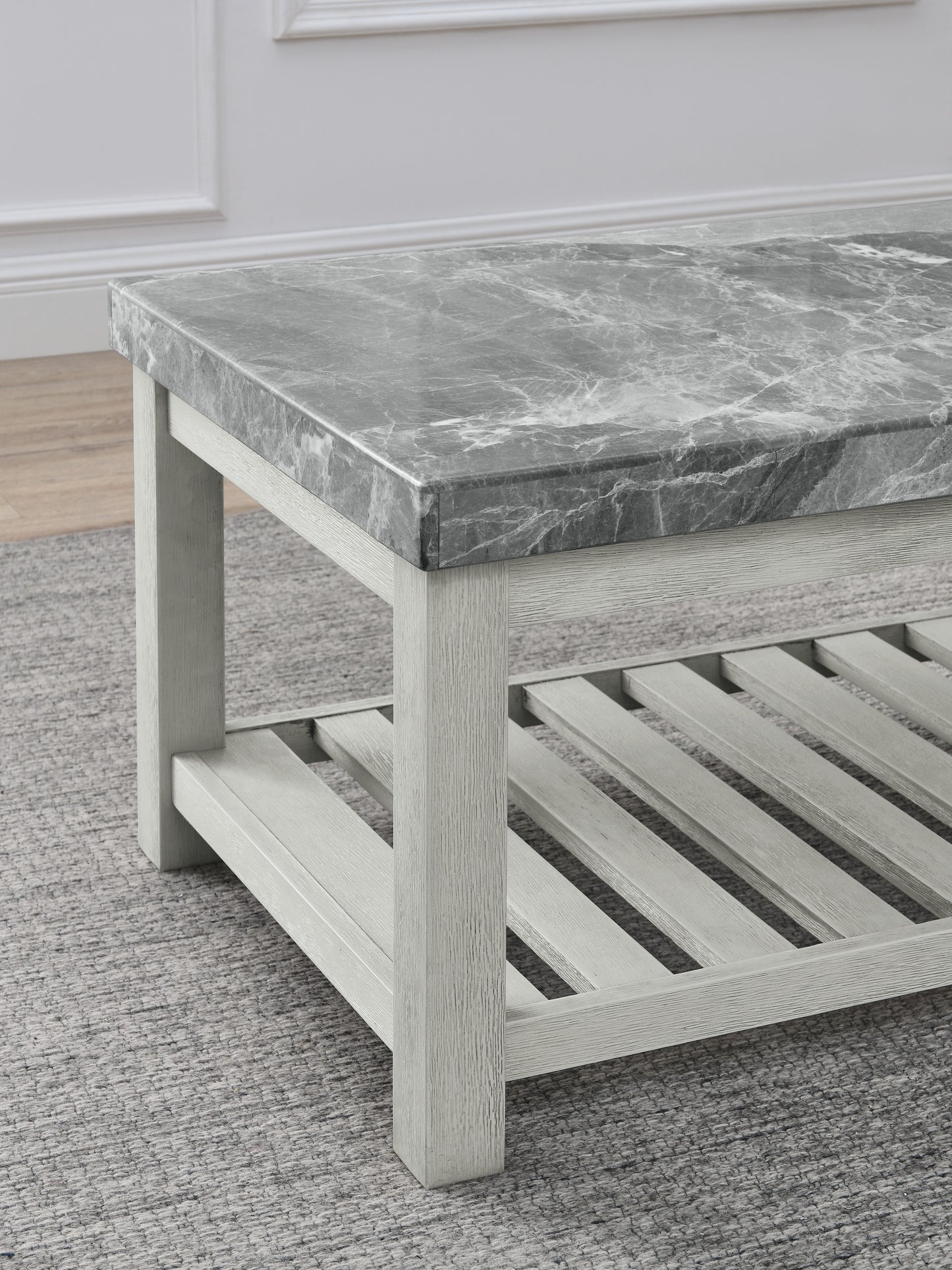 Canova - Gray Marble Top Coffee Table - White