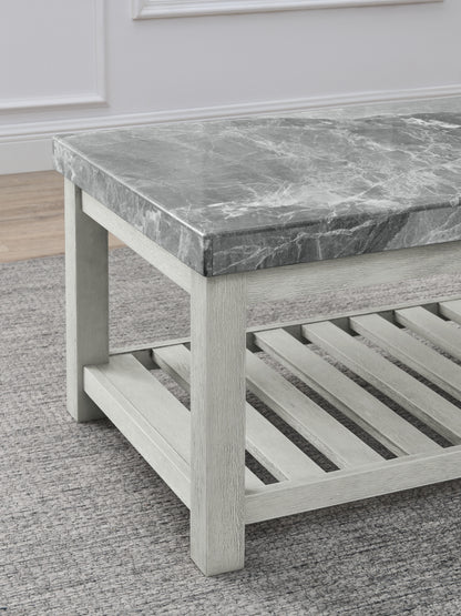 Canova - Gray Marble Top Coffee Table - White