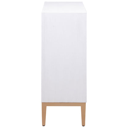 Gretchen - 2 Door Wood Fluted Parquet Cabinet - White And Brown