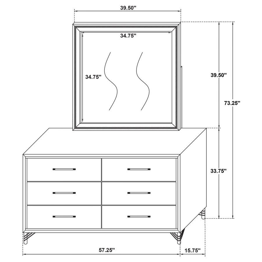 Lucia - 6-Drawer Dresser With Mirror - White