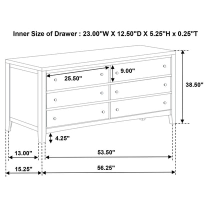 Wilkes - 6-Drawer Dresser Cabinet - Dark Cocoa