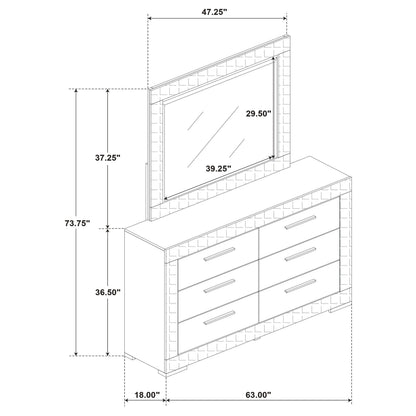 Ives - 6-Drawer Dresser And Mirror - White High Gloss