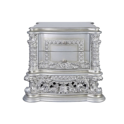 Valkyrie - Nightstand - PU, Light Gold & Gray Finish
