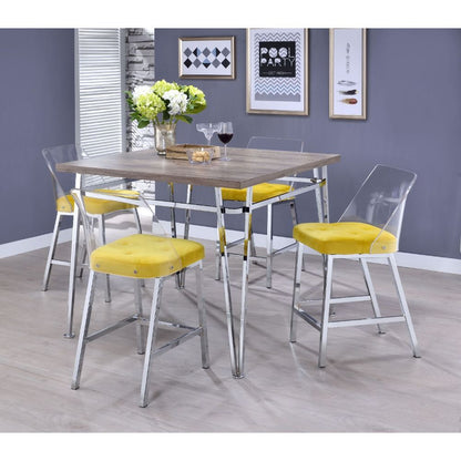 Nadie II - Counter Height Table - Light Oak & Chrome