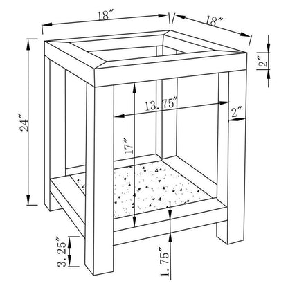 Valentina - 1-Shelf Square Glass Top Side End Table - Silver