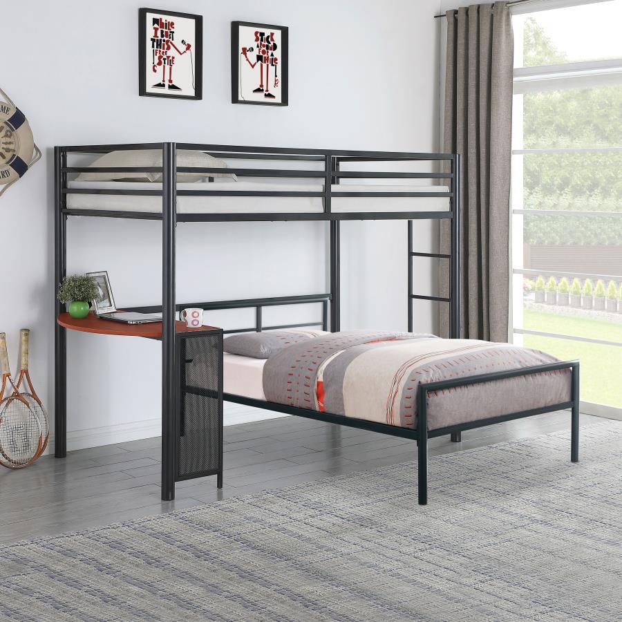 Fisher - Twin Workstation Loft Bed - Gunmetal