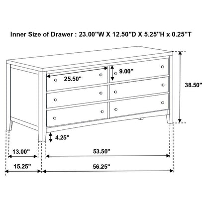 Carlton - 6-Drawer Dresser - Cappuccino