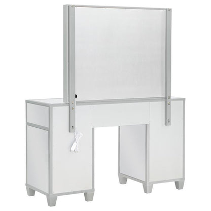 Allora - 9-Drawer Vanity Set With Lighting - Metallic Silver