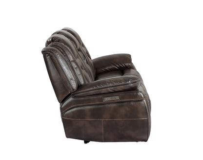 Oportuna - Dual Power Sofa With Drop Down Table - Dark Brown