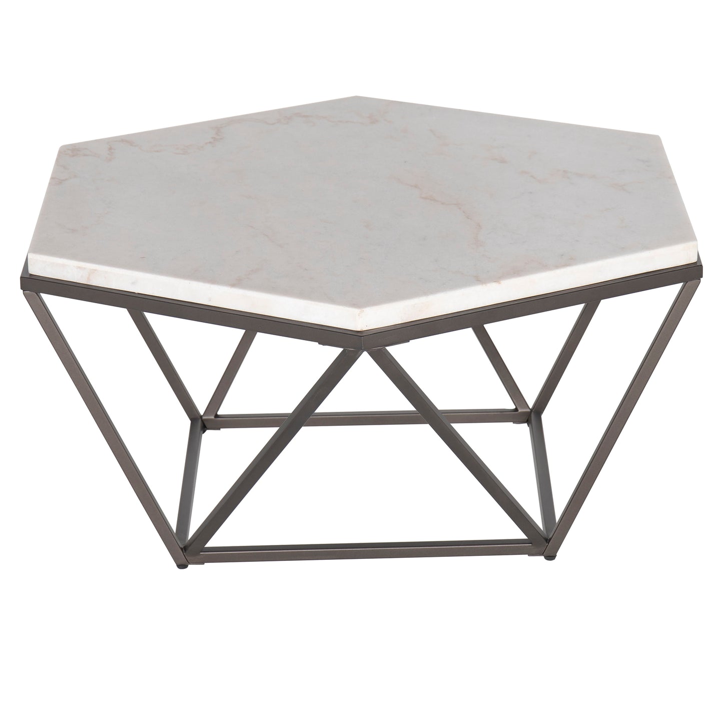 Corvus - White Marble Top Hexagon - White