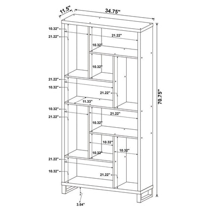 Delwin - 6-Shelf Bookshelf - Rustic Nutmeg