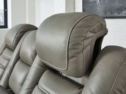 Backtrack - Gray - Pwr Rec Loveseat/Con/Adj Hdrst