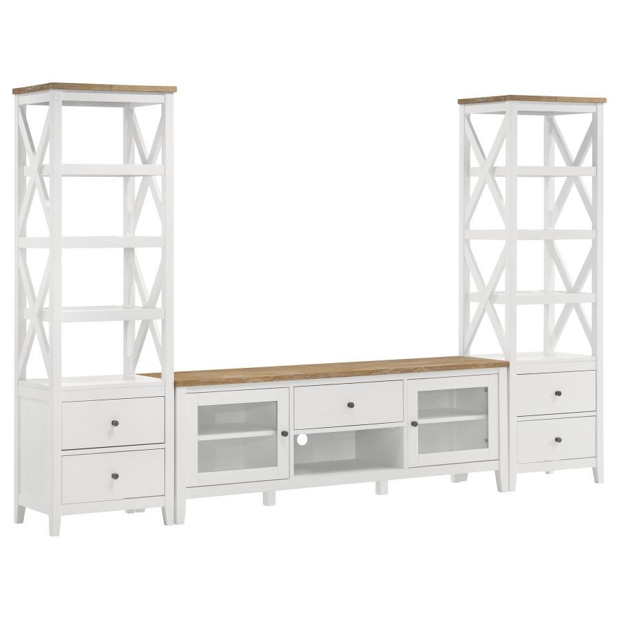 Hollis - 2 Door Wood TV Stand With Drawer - Brown And White