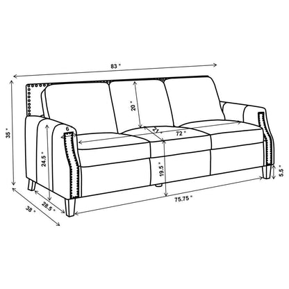 Leaton - Upholstered Recessed Arm Sofa - Brown Sugar