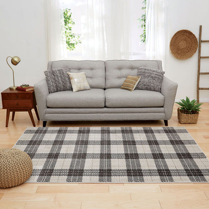 Kendrick - 5' x 7' Plaid Area Rug - Charcoal