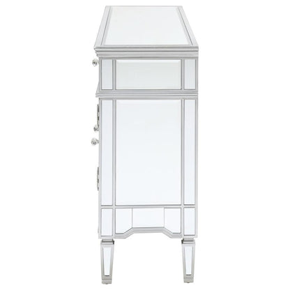 Duchess - 5-Drawer Mirrored Storage Accent Cabinet - Silver