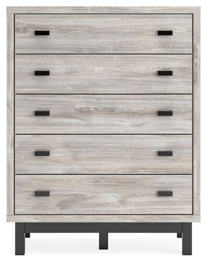 Vessalli - Black / Gray - Five Drawer Wide Chest