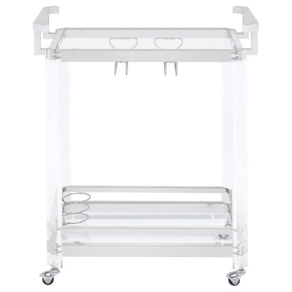 Jefferson - 2-Tier Glass Shelf Acrylic Bar Cart - Chrome