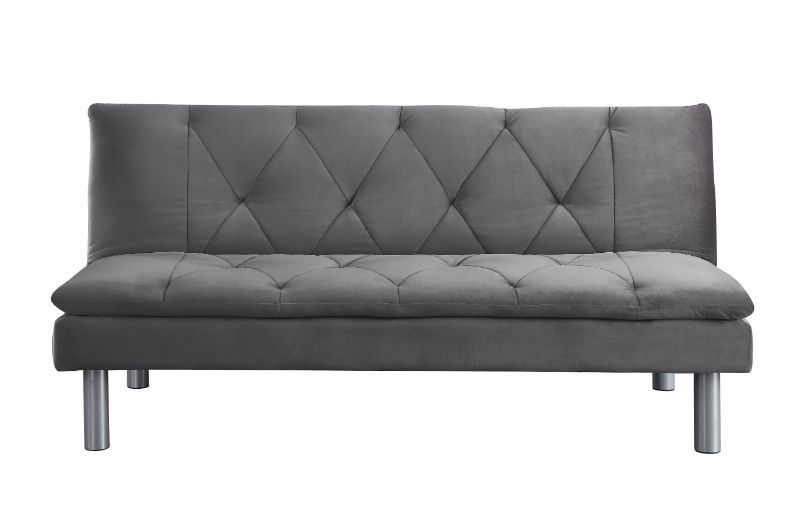 Cilliers - Futon - Gray Velvet & Chrome Finish