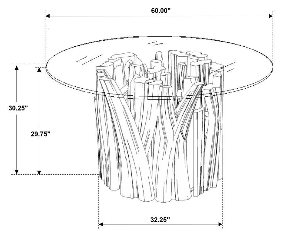 Asbury - Round Glass Top Dining Table - Teak Brown