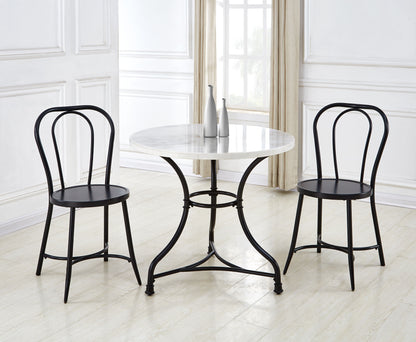 Claire - White Marble Top Round - White