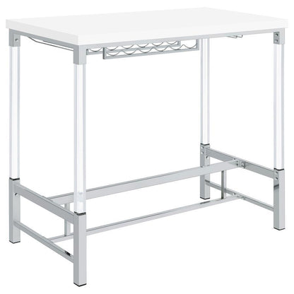 Norcrest - Acrylic Leg Bar Table - White High Gloss