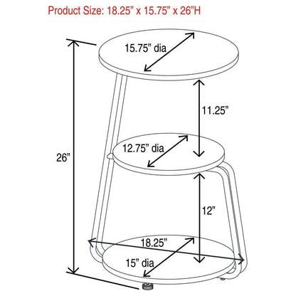 Hilly - 3-Tier Round Accent Side Table - White And Black
