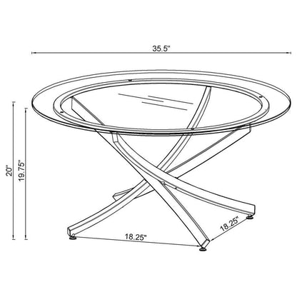 Brooke - Round Glass Top Coffee Table Metal Base
