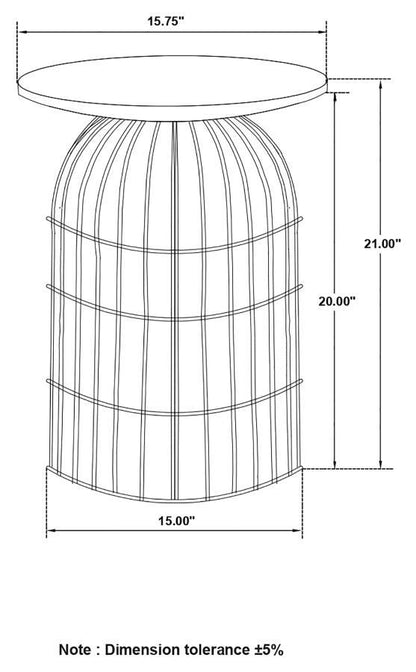 Bernardo - Round Wire Frame Side Table - Natural And Gunmetal